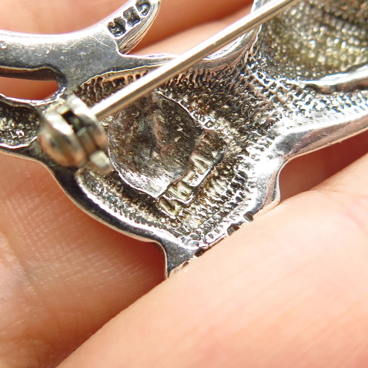 925 Sterling Silver Vintage Cat & Mouse Pin Brooch
