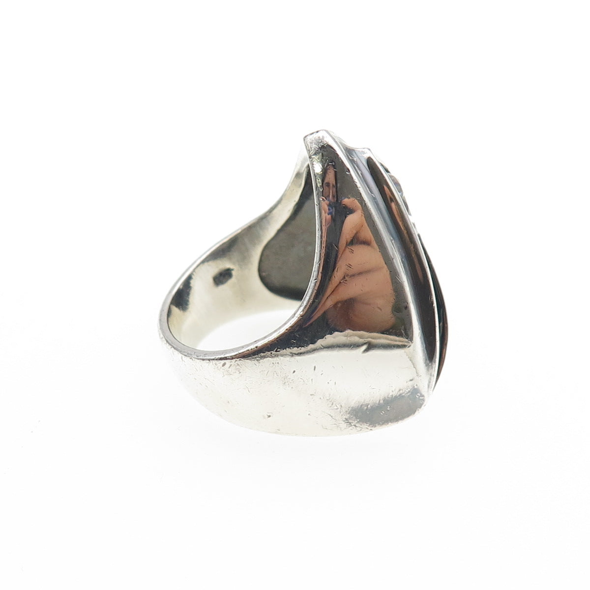 925 Sterling Silver Vintage Round-Cut C Z Modernist Oxidized Ring Size 6.5