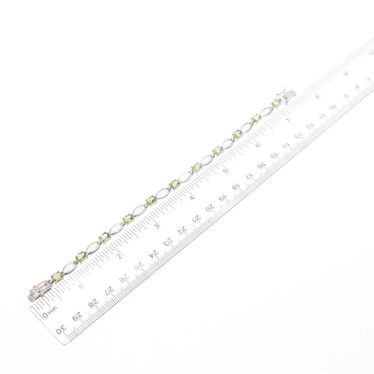 DBJ DEE BERKLE 925 Sterling Silver Vintage Real Round-Cut Peridot Bracelet 7.25"