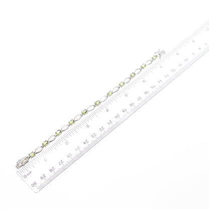 DBJ DEE BERKLE 925 Sterling Silver Vintage Real Round-Cut Peridot Bracelet 7.25"
