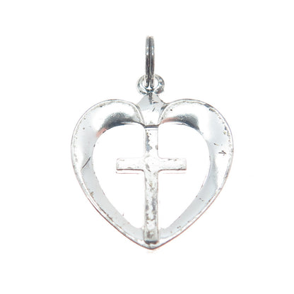 LISA LEE CREATIONS 925 Sterling Silver Vintage Cross in the Heart Pendant