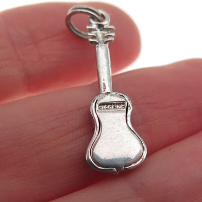 925 Sterling Silver Vintage Guitar Musical Instrument Charm Pendant
