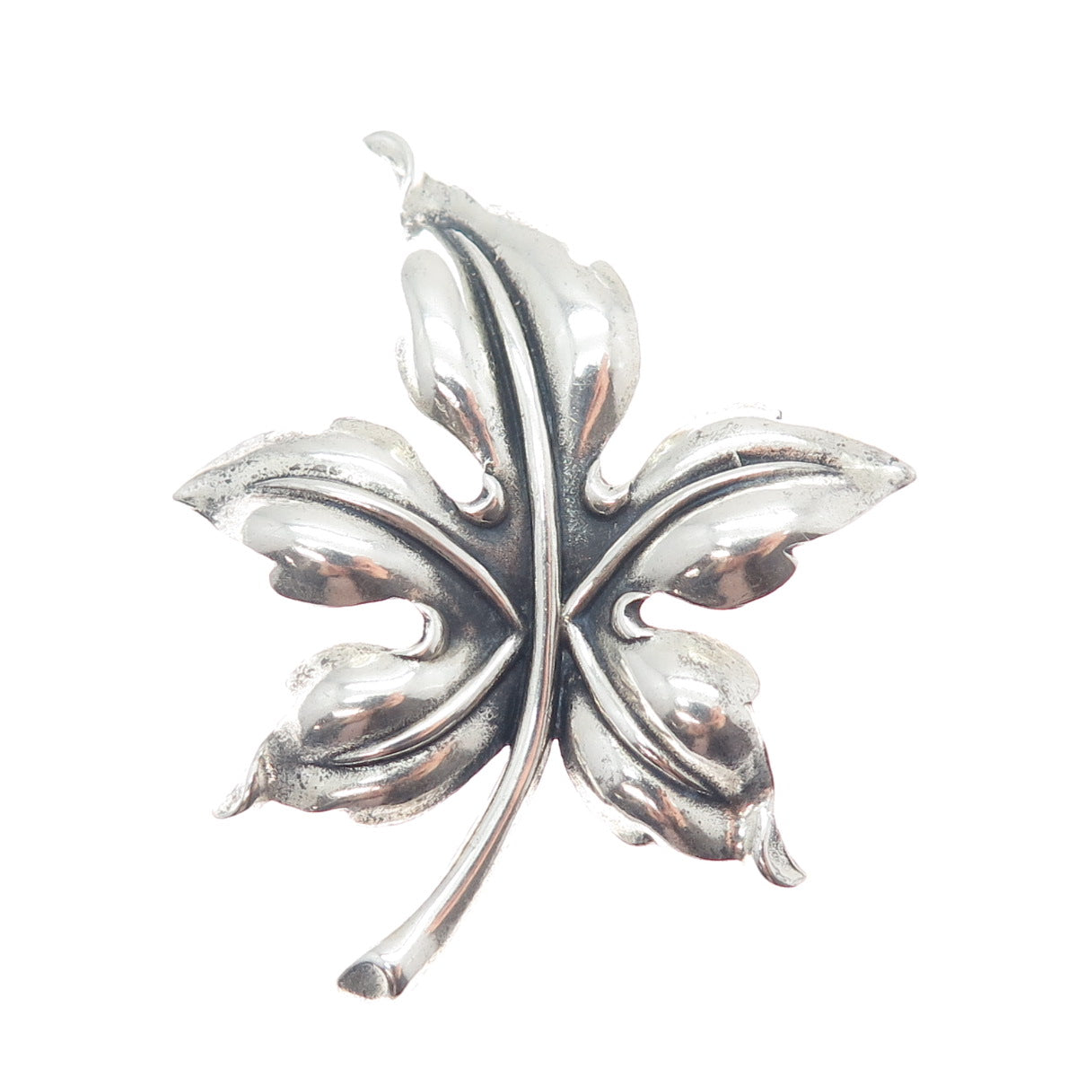 DANECRAFT 925 Sterling Silver Antique Art Deco Maple Leaf Oxidized Pin Brooch