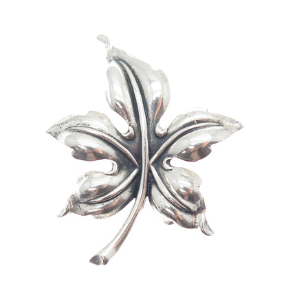 DANECRAFT 925 Sterling Silver Antique Art Deco Maple Leaf Oxidized Pin Brooch