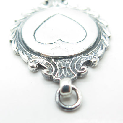 925 Sterling Silver Vintage Loving Heart Medal Pendant