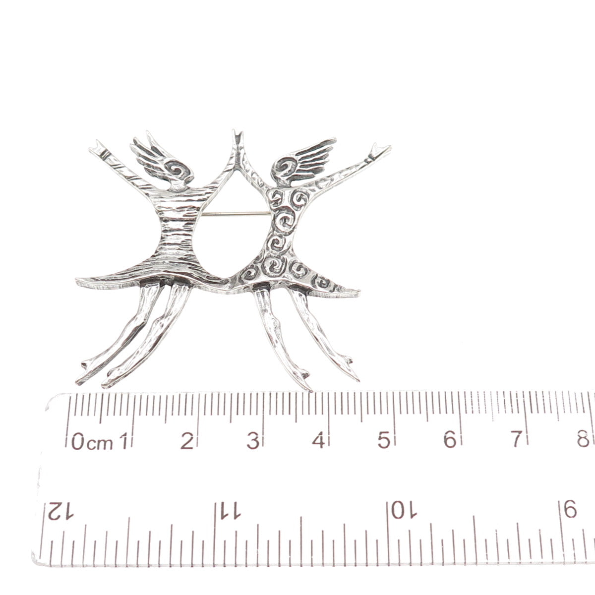 925 Sterling Silver Vintage Modernist Dancing Couple Oxidized Pin Brooch