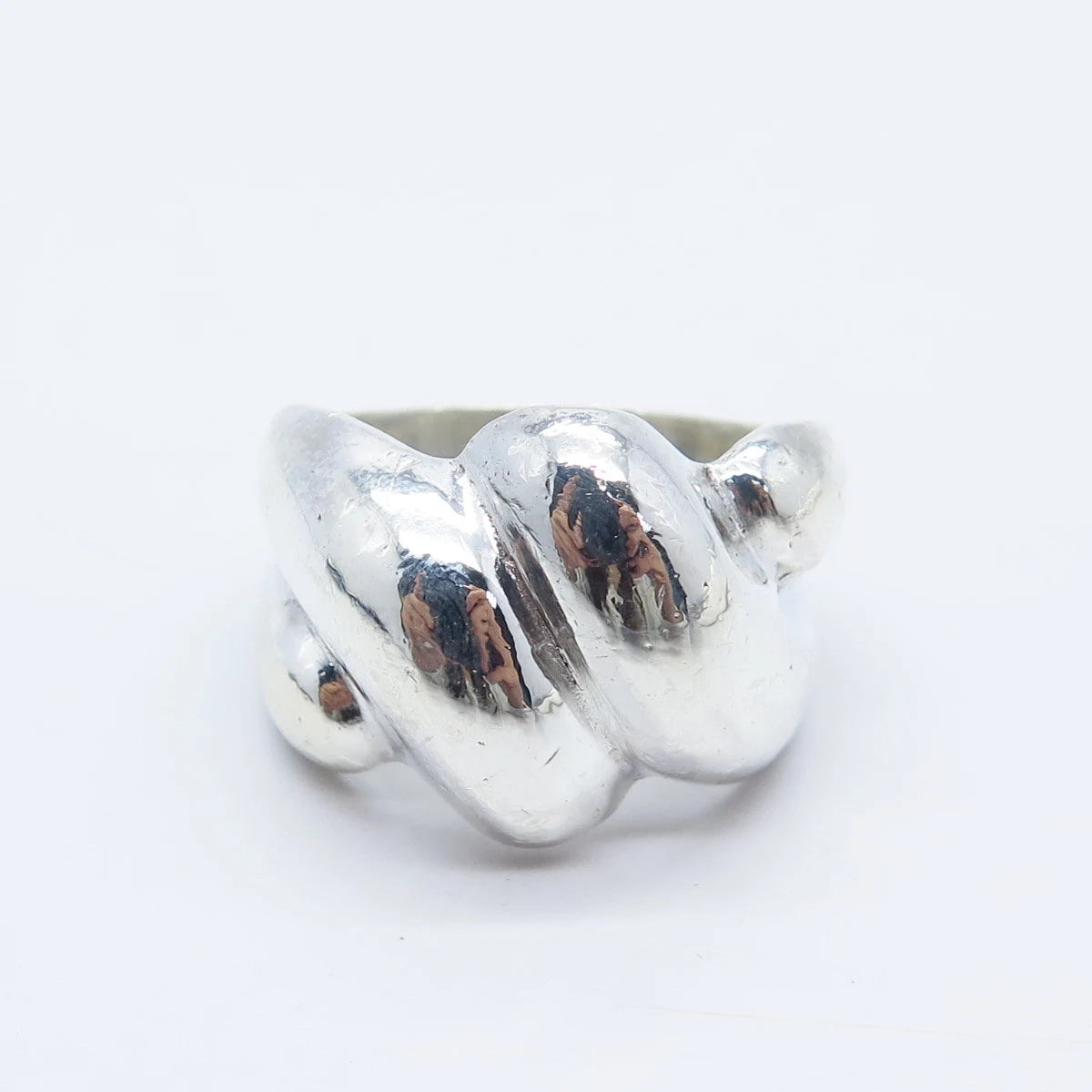 925 Sterling Silver Vintage Ribbed Ring Size 9.75