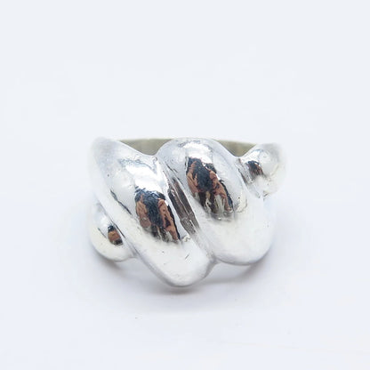 925 Sterling Silver Vintage Ribbed Ring Size 9.75