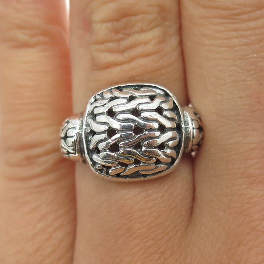 925 Sterling Silver Vintage Tiga Chain Link Ring Size 6.25