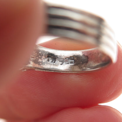 925 Sterling Silver Vintage Mexico Real MOP Heart Oxidized Ring Size 5