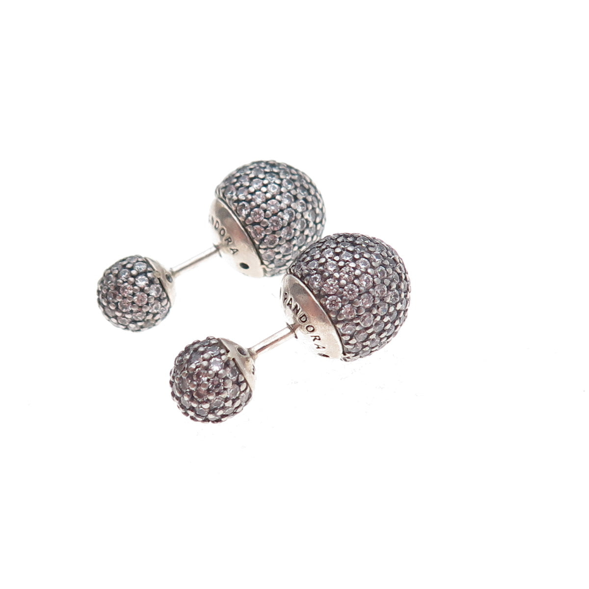 Pandora 925 Sterling Silver Round-Cut C Z Ball Stud Earrings