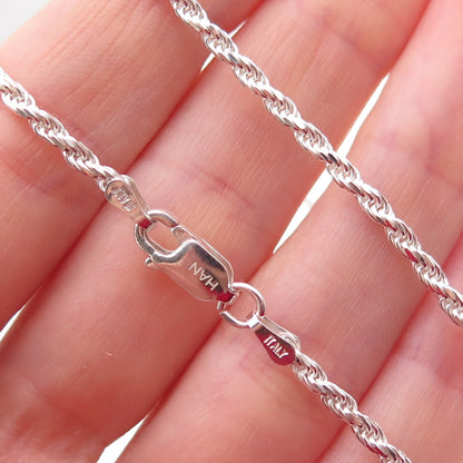 Han 925 Sterling Silver Italy Twisted Rope Chain Necklace 20"