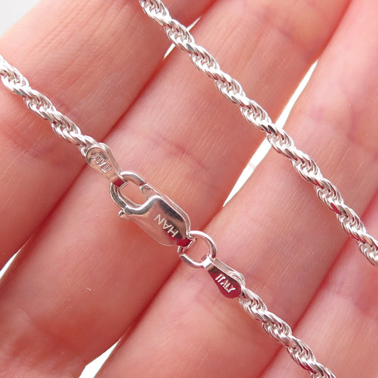 Han 925 Sterling Silver Italy Twisted Rope Chain Necklace 20"