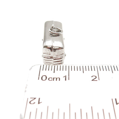 925 Sterling Silver Vintage Volkswagen Bus Movable 3D Mini Charm Pendant