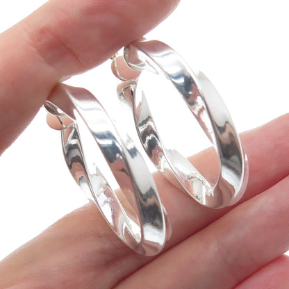 925 Sterling Silver 35mm Twisted Hoop Earrings