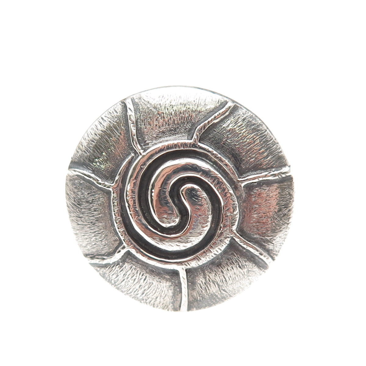925 Sterling Silver Vintage Modernist Yin Yang Oxidized Ring Size 7