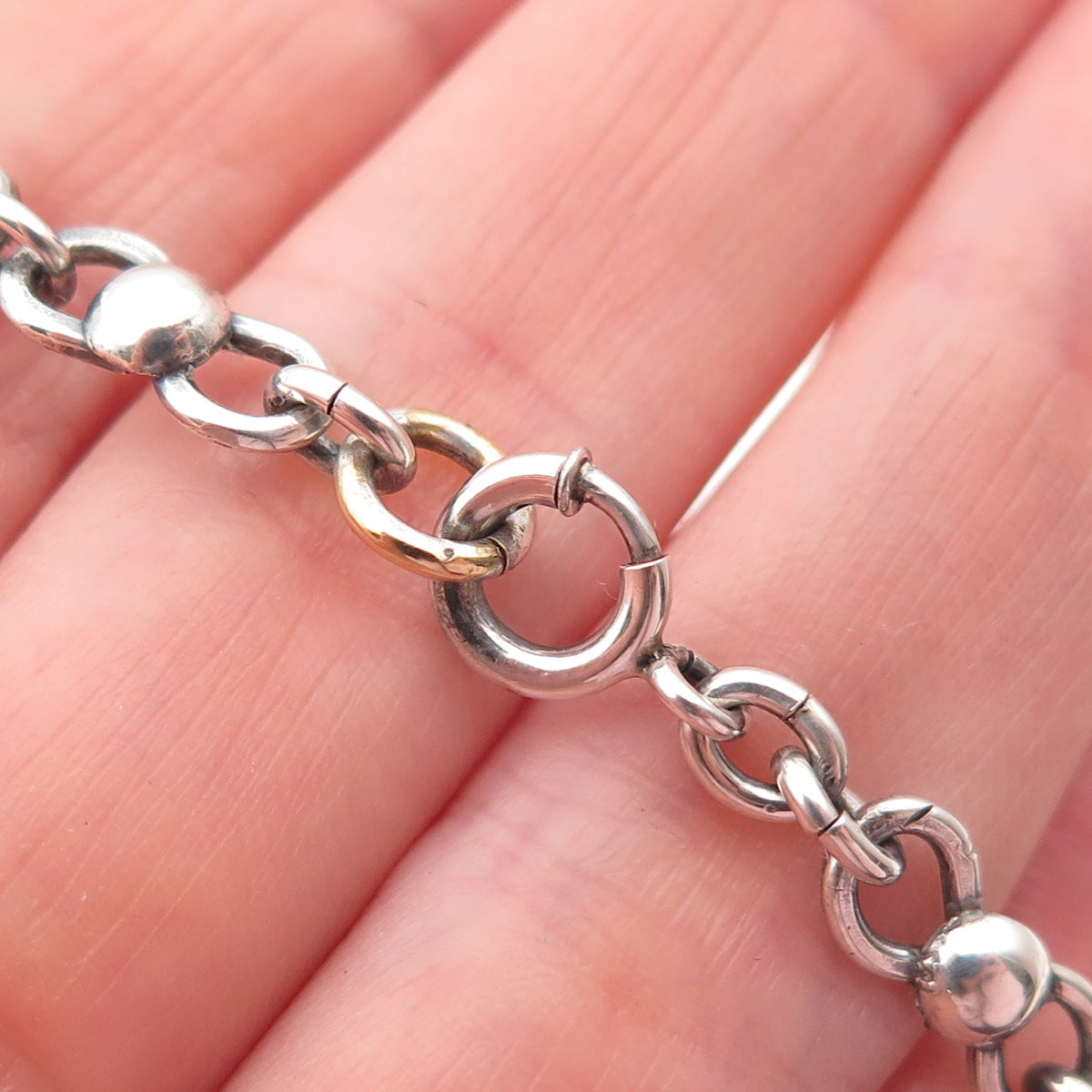 Paul Arviso Navajo Old Pawn Sterling Silver 2-Tone Vintage Floral Necklace 14"