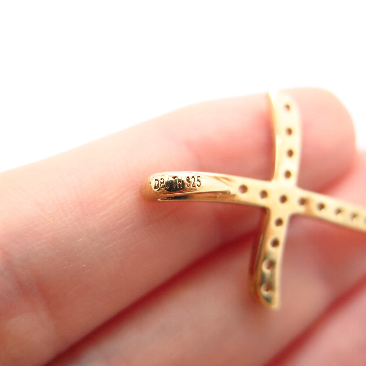 925 Sterling Silver Gold Plated C Z Cross Slide Pendant