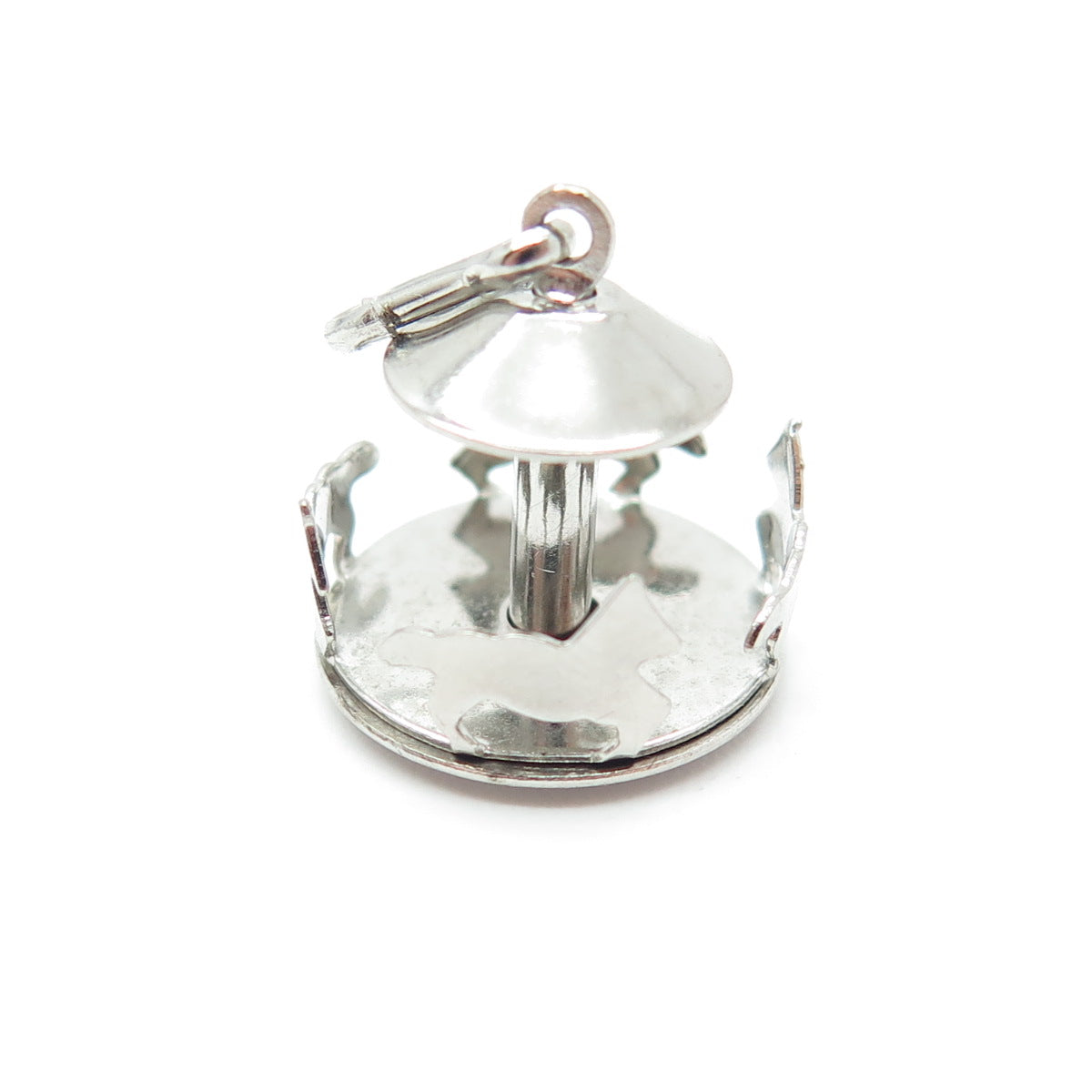 925 Sterling Silver Antique Art Deco Carousel 3D Pendant