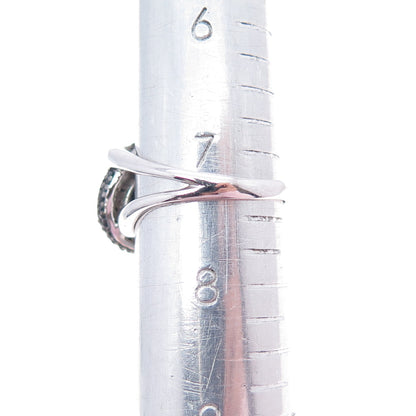 925 Sterling Silver Real Black Spinel Interlocked Circle Ring Size 7.25