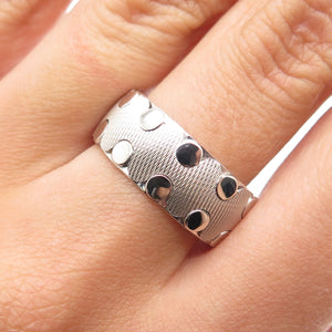 NEOS 925 Sterling Silver Textured Dotted Band Ring Size 8.75