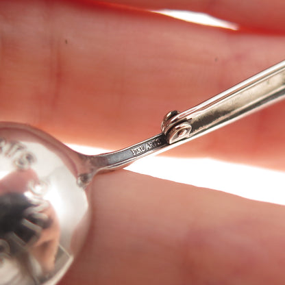 Fine Arts 925 Sterling Silver Antique Art Deco Salt & Spices Spoon Pin Brooch