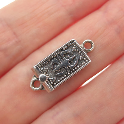 KIT HEATH 925 Sterling Silver Vintage Runic Symbol Oxidized Bracelet Box Lock