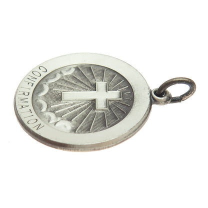 925 Sterling Silver Vintage Confirmation Medal Religious Pendant