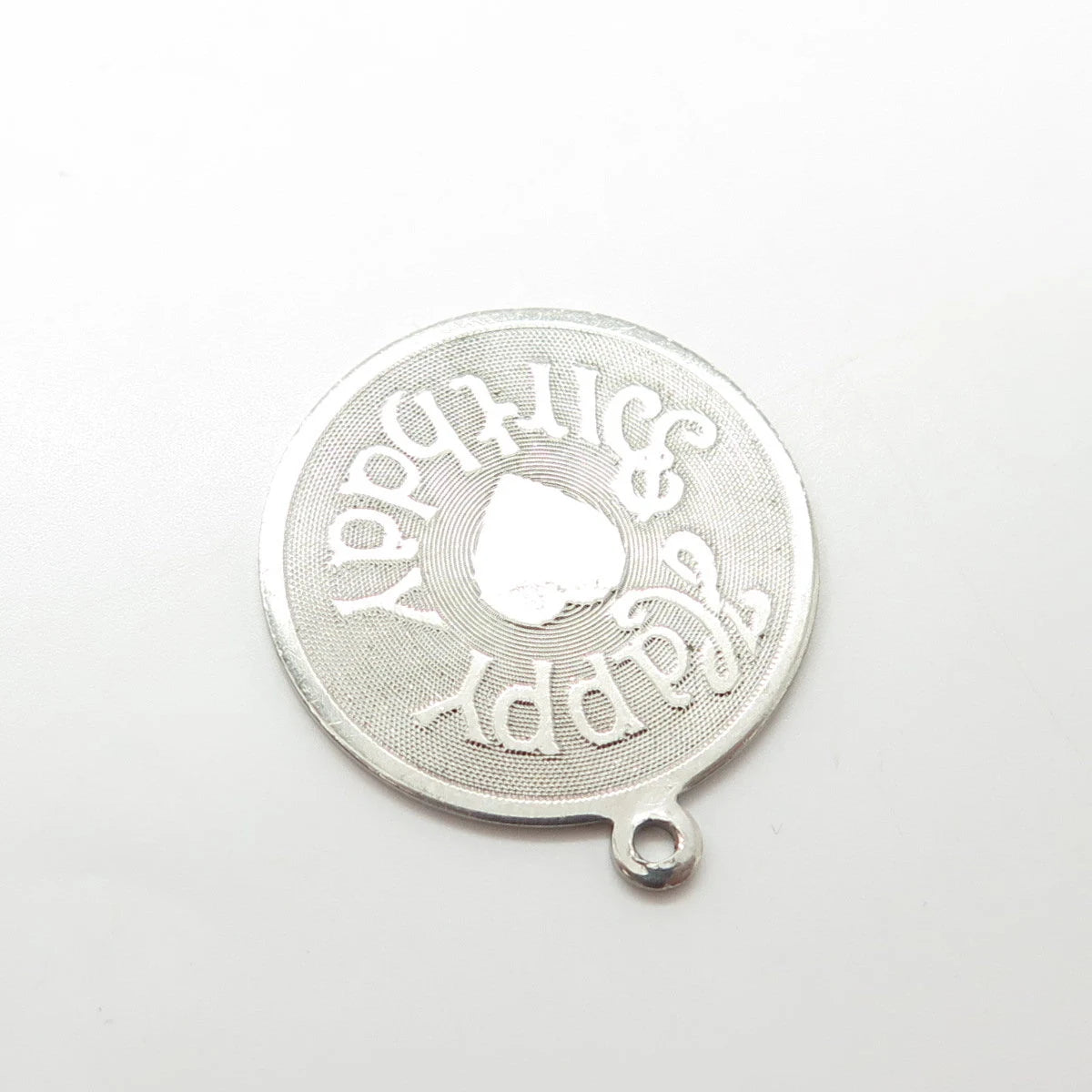 925 Sterling Silver Vintage Danecraft "Happy Birthday" Round Charm Pendant