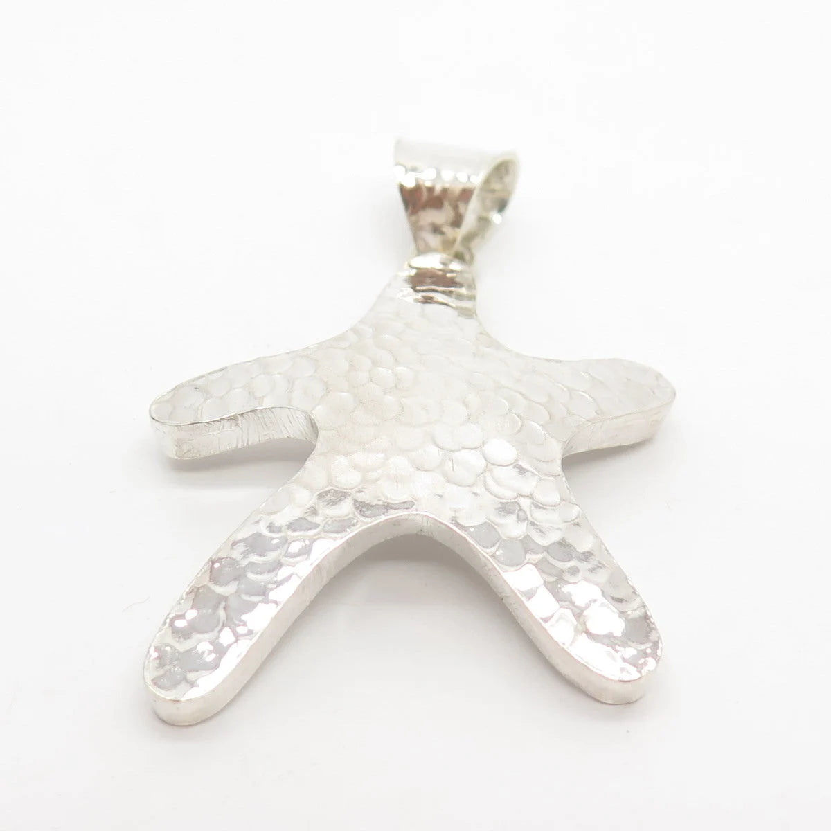 925 Sterling Silver Vintage Hammered Finish Sea Star / Starfish Pendant