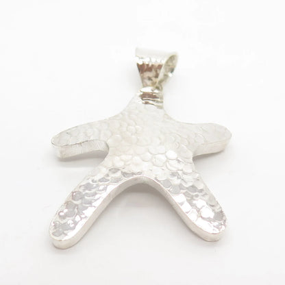 925 Sterling Silver Vintage Hammered Finish Sea Star / Starfish Pendant