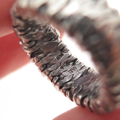 925 Sterling Silver Vintage BW Artisan European Modernist Band Ring Size 7.25