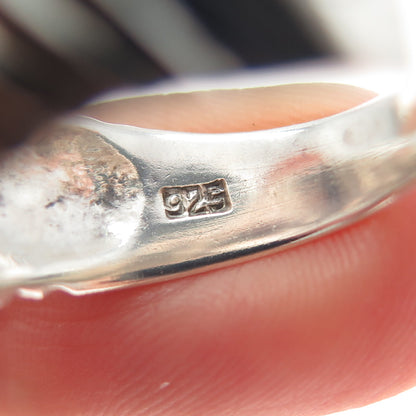 CHAPAL ZENRAY 925 Sterling Silver Vintage Ribbed Dome Oxidized Ring Size 7.25