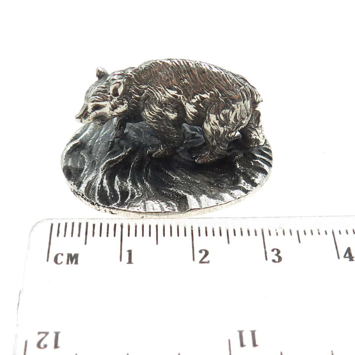 FRANCESCO CAPUTO 800 Silver Antique Italy Bear Oxidized Miniature Figurine