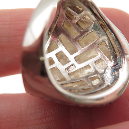 925 Sterling Silver Vintage Hammered Oxidized Ring Size 7