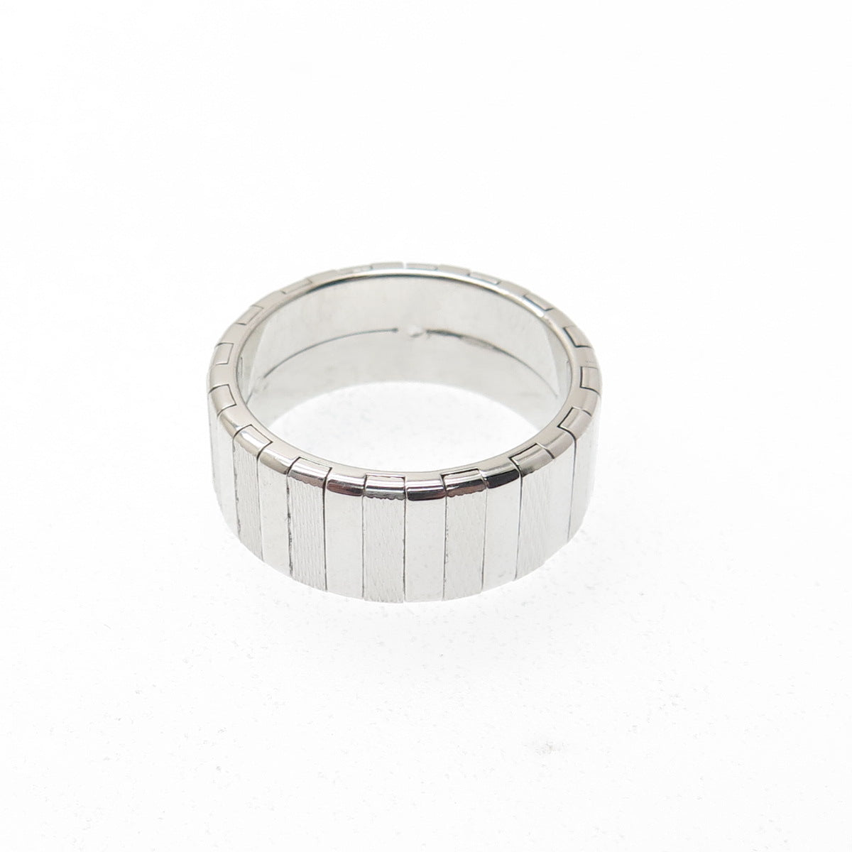 NEOS 925 Sterling Silver Textured Ribbed Band Ring Size 7.75