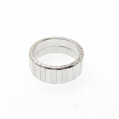 NEOS 925 Sterling Silver Textured Ribbed Band Ring Size 7.75