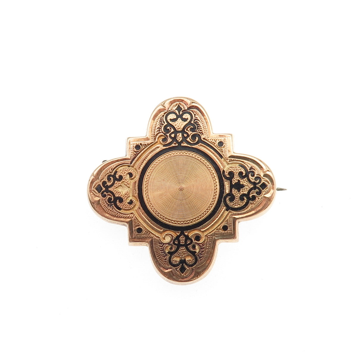 Gold Filled Vintage Enamel Cross Ornate Pin Brooch / Pendant