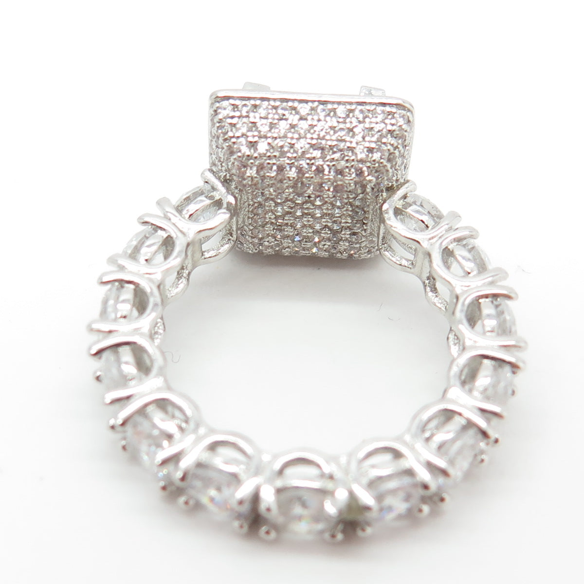 925 Sterling Silver Princess & Round-Cut Shaped C Z Ring Size 6.25