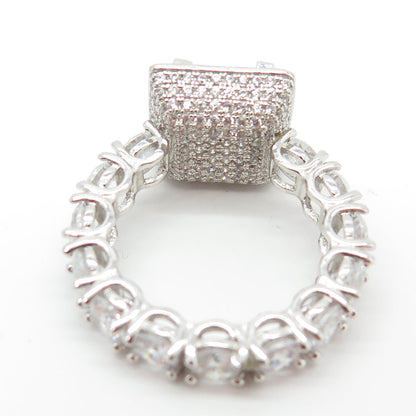 925 Sterling Silver Princess & Round-Cut Shaped C Z Ring Size 6.25