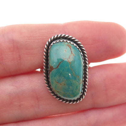 Old Pawn 925 Sterling Silver Vintage Kingman Turquoise Tribal Ring Size 6.25