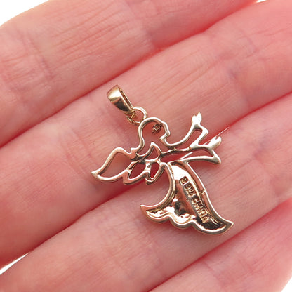 Ross Simons 925 Sterling Silver 2-Tone Real Diamond Accent Angel Charm Pendant