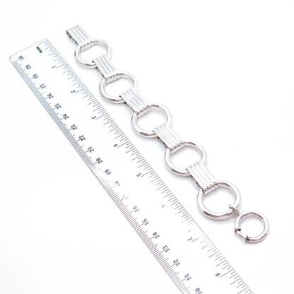 925 Sterling Silver Vintage Round & Bar Link Bracelet 7.25"