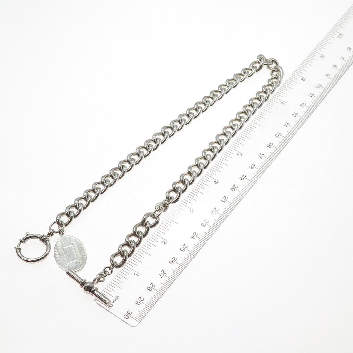 RALPH LAUREN 925 Sterling Silver Vintage Pocket Watch Fob Chain 16"