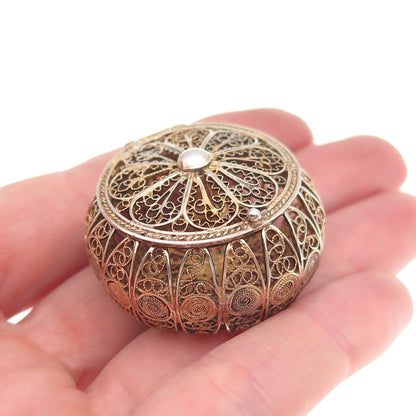 800 Silver Gold Plated Antique Art Deco Filigree Rosary Chain Box
