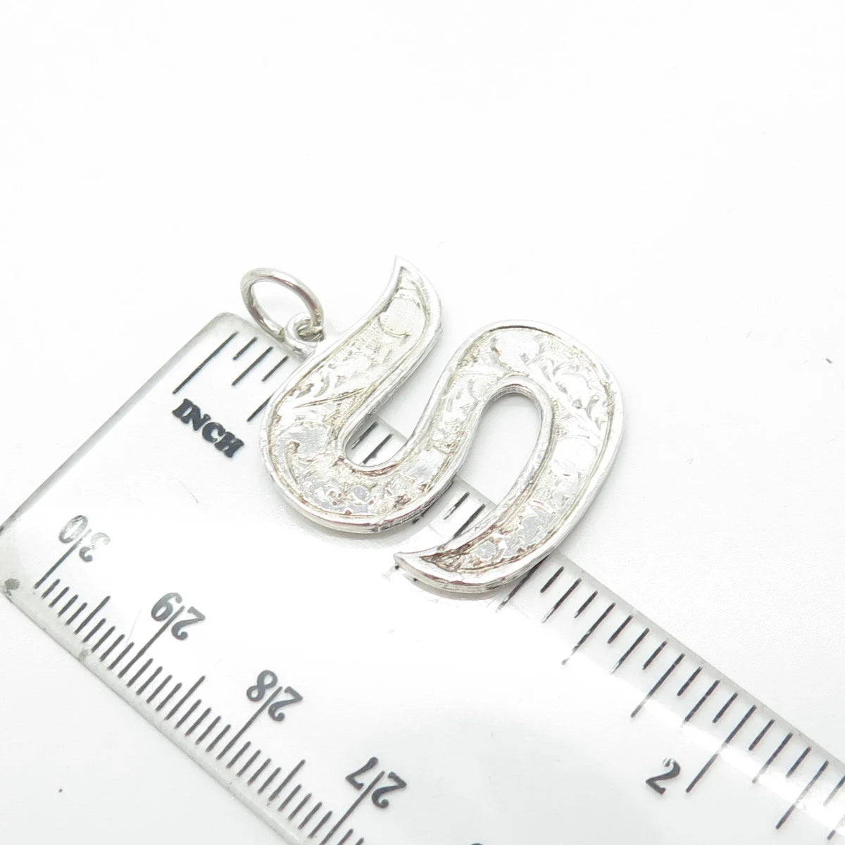 SIAM 925 Sterling Silver Vintage Letter "S" Initial Textured Pendant