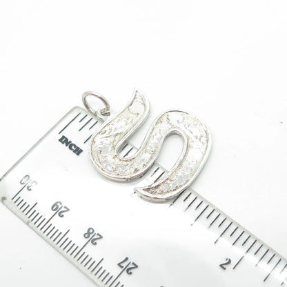 SIAM 925 Sterling Silver Vintage Letter "S" Initial Textured Pendant