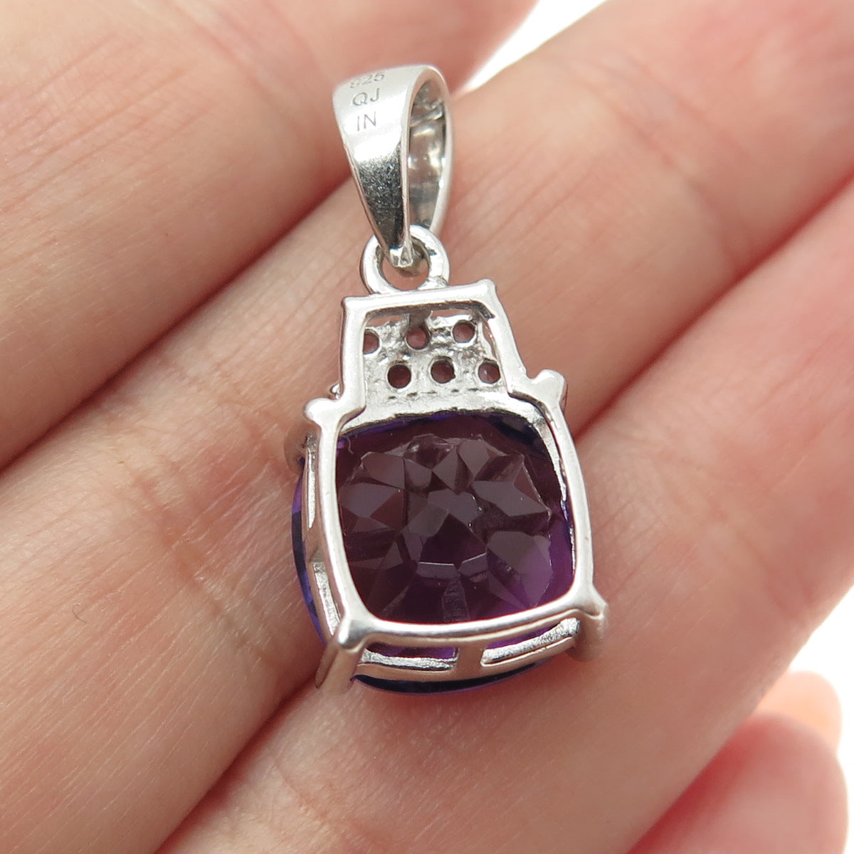 925 Sterling Silver Real Amethyst & Tanzanite Gemstone Pendant