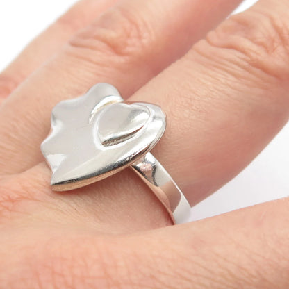 925 Sterling Silver Vintage Heart Moderinst Ring Size 8