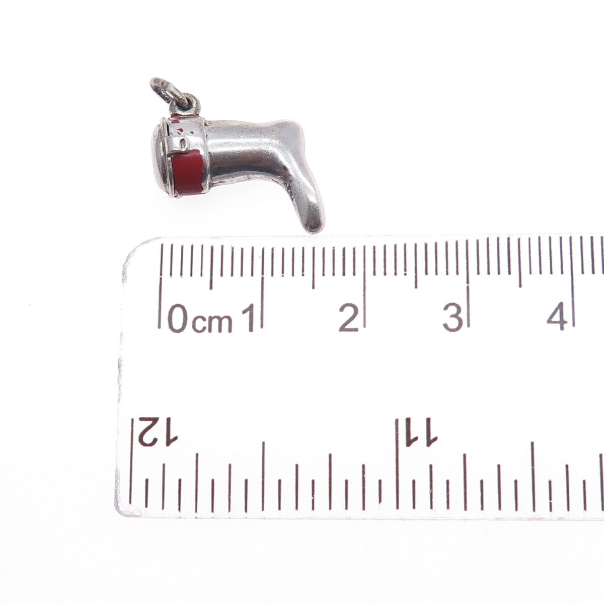 J.M. Fisher 925 Sterling Silver Antique Art Deco Enamel Santa Stocking Pendant